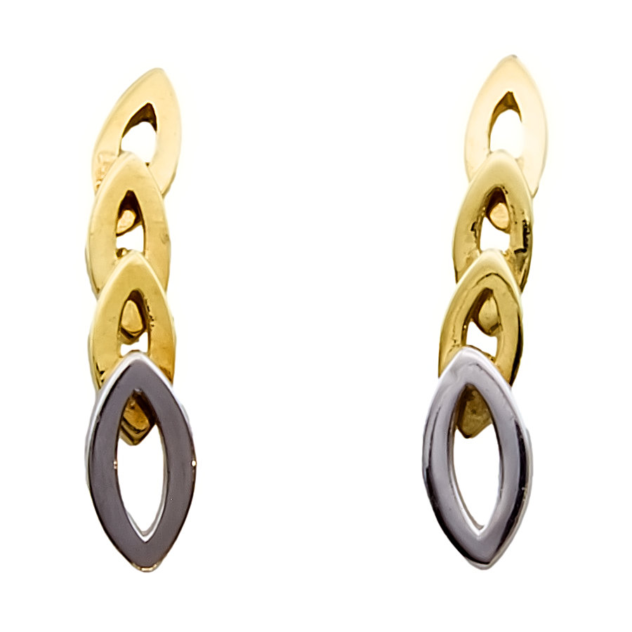 9ct gold 2-tone 1.7g Drop Earrings